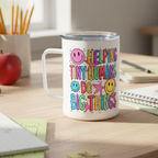 Insulated Coffee Mug - 'Helping Tiny Humans Do Big Things' Colorful Smiley Travel Tumbler (10oz)
