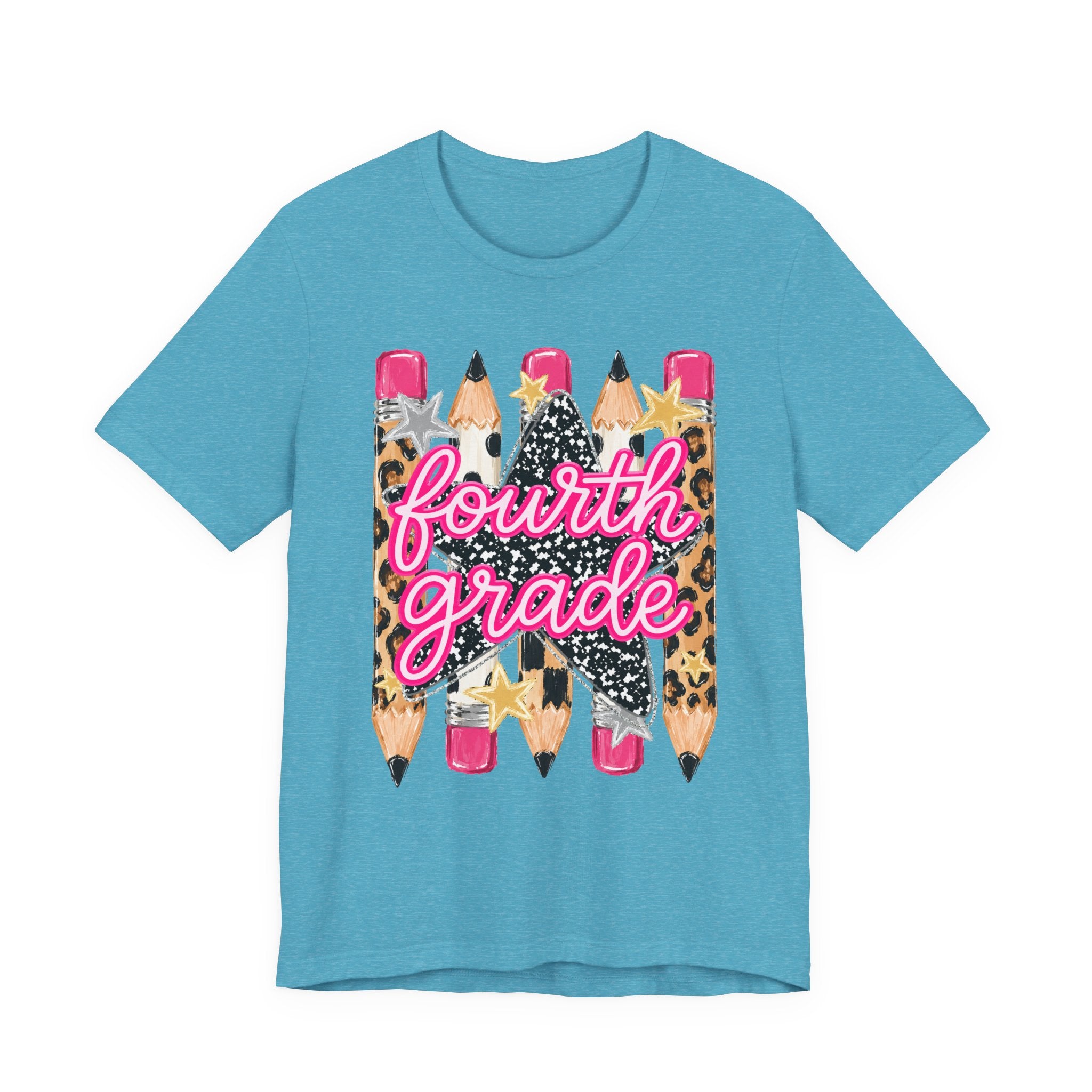 Fourth Grade Pencil Tee — Leopard & Glitter Back-to-School Shirt