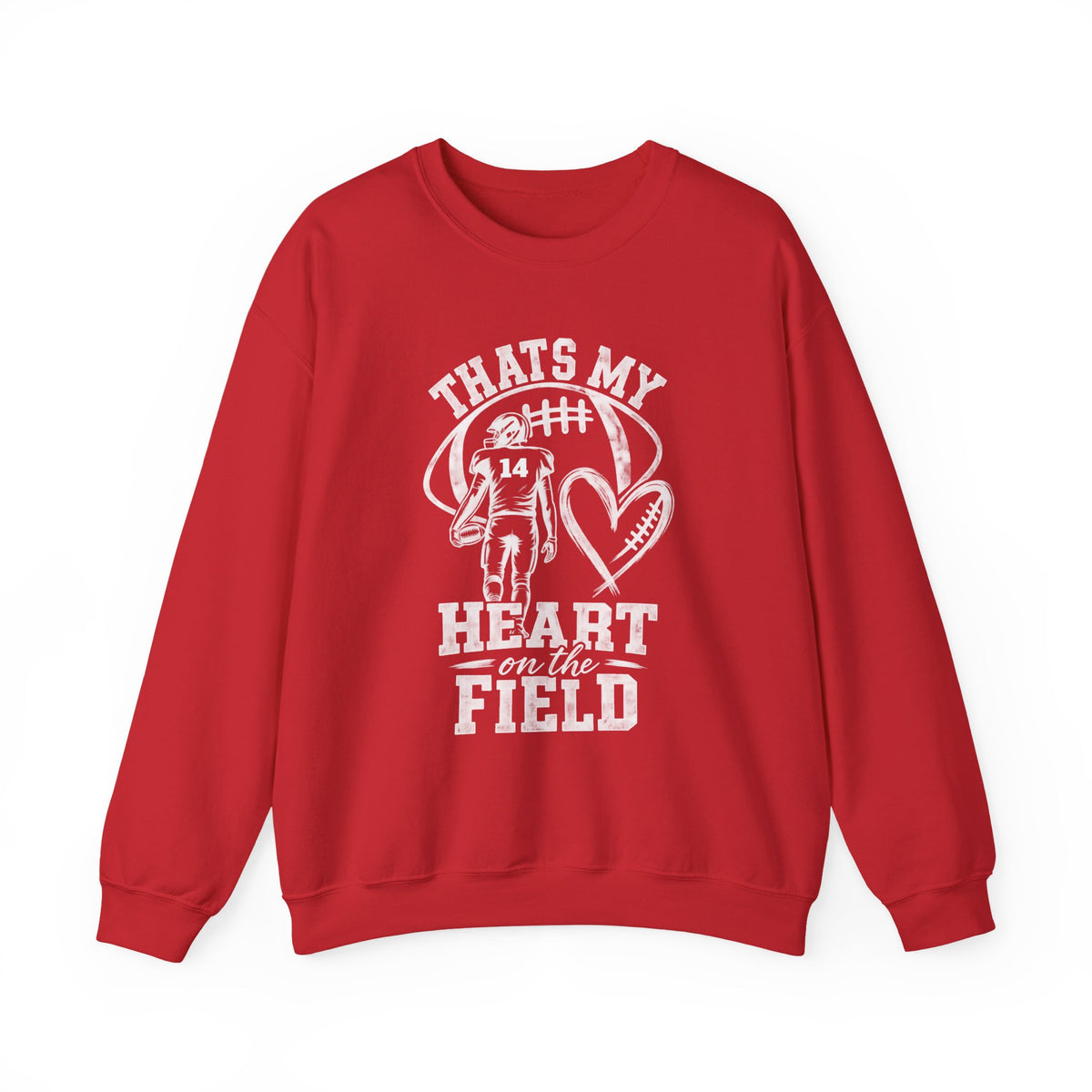 Personlizable Football Crewneck Sweatshirt - "That’s My Heart on the Field" Design