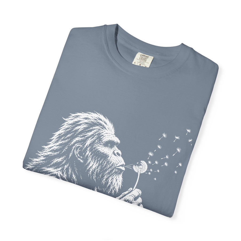 Bigfoot Dandelion T-Shirt — Whimsical Sasquatch Graphic Tee