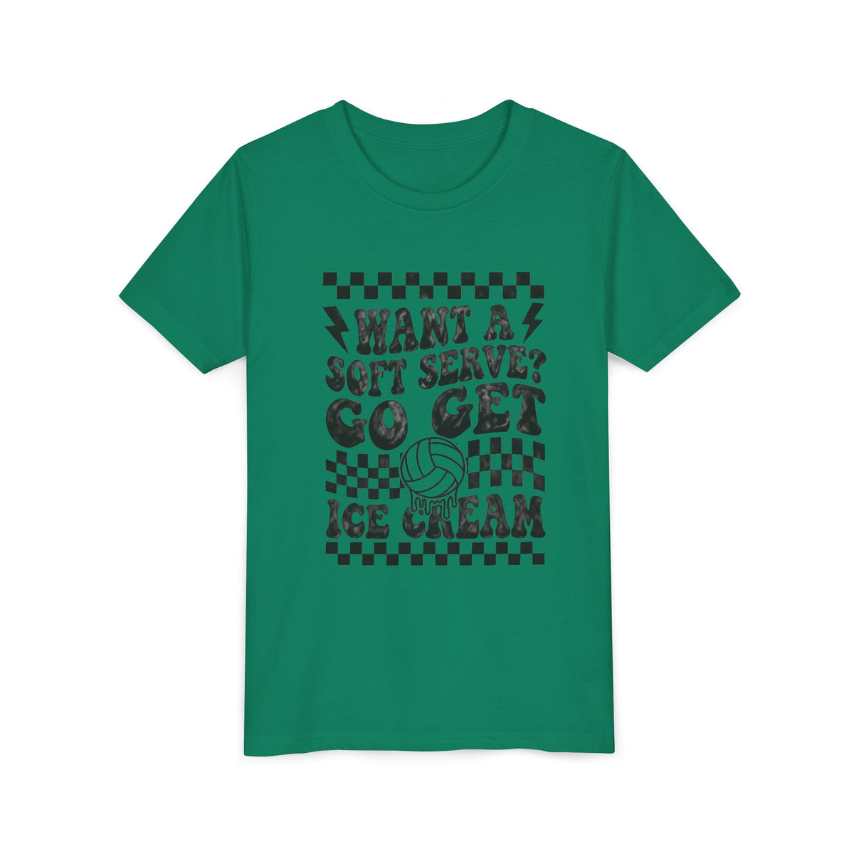 Youth Volleyball humor team tshirt, want a soft serve go get icecream tee