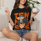 Smokey football dog with Sunglasses and Bandana T-Shirt | Tennessee Vintage Text