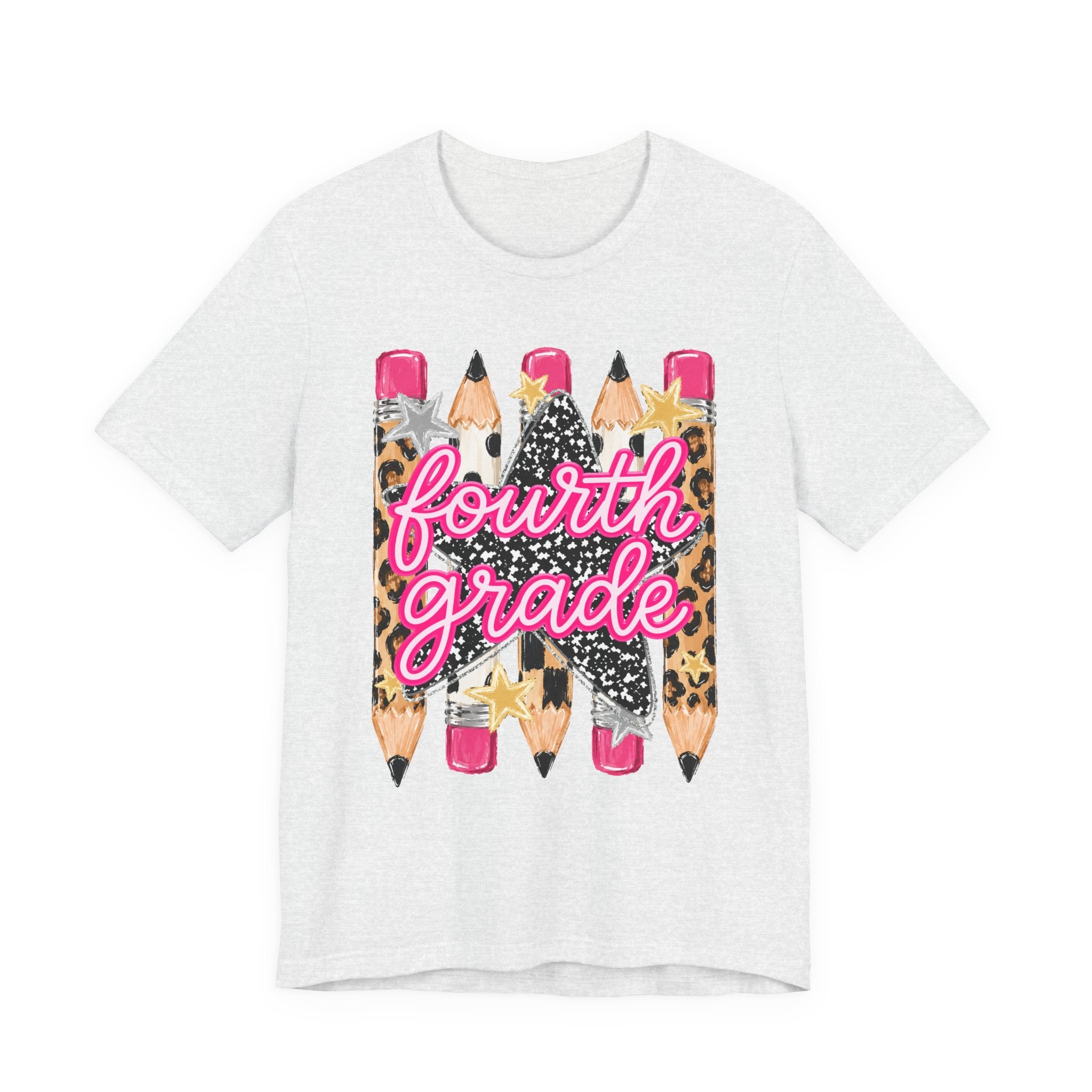 Fourth Grade Pencil Tee — Leopard & Glitter Back-to-School Shirt