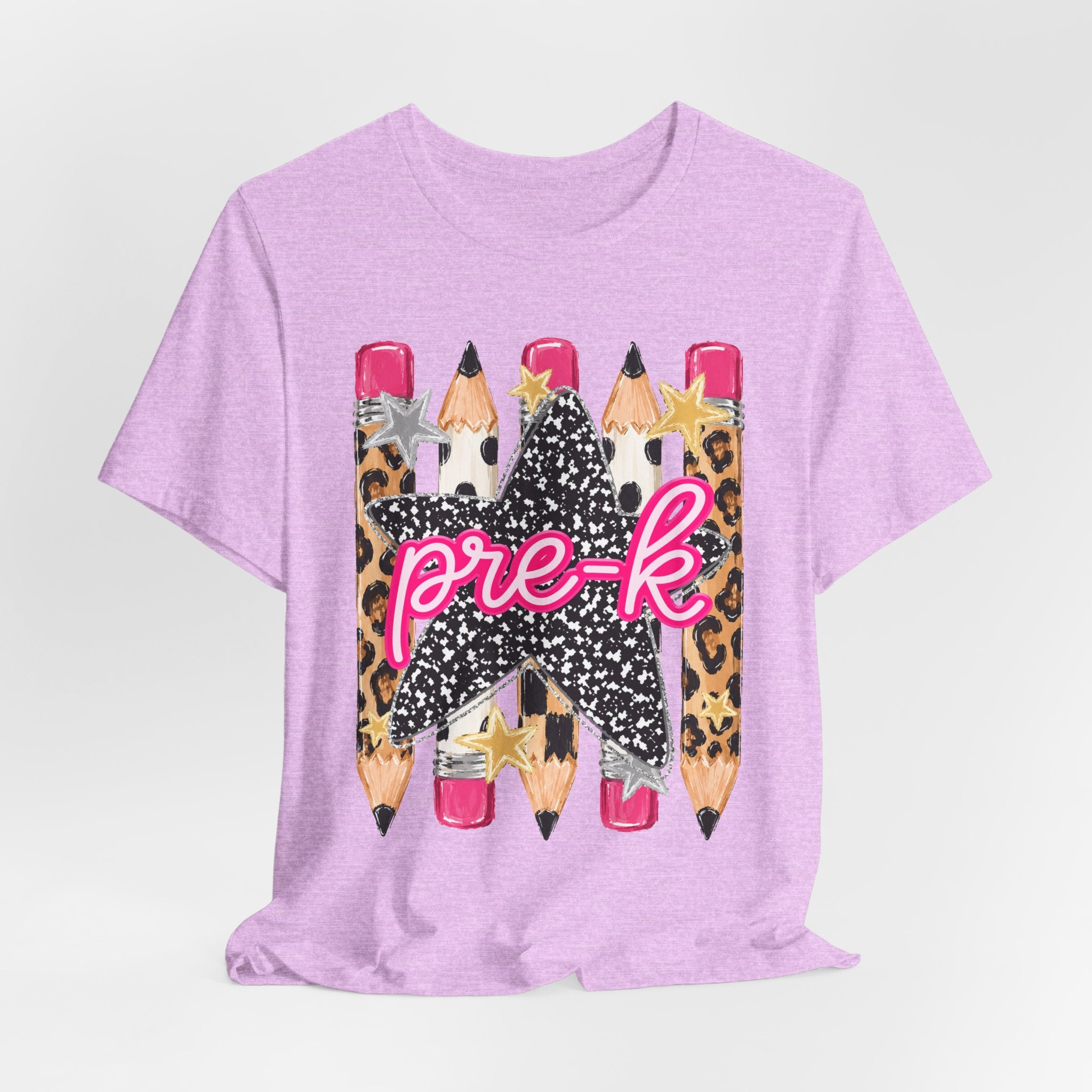 Pre-K Star Pencil T-Shirt — Cute Leopard School Teacher Tee