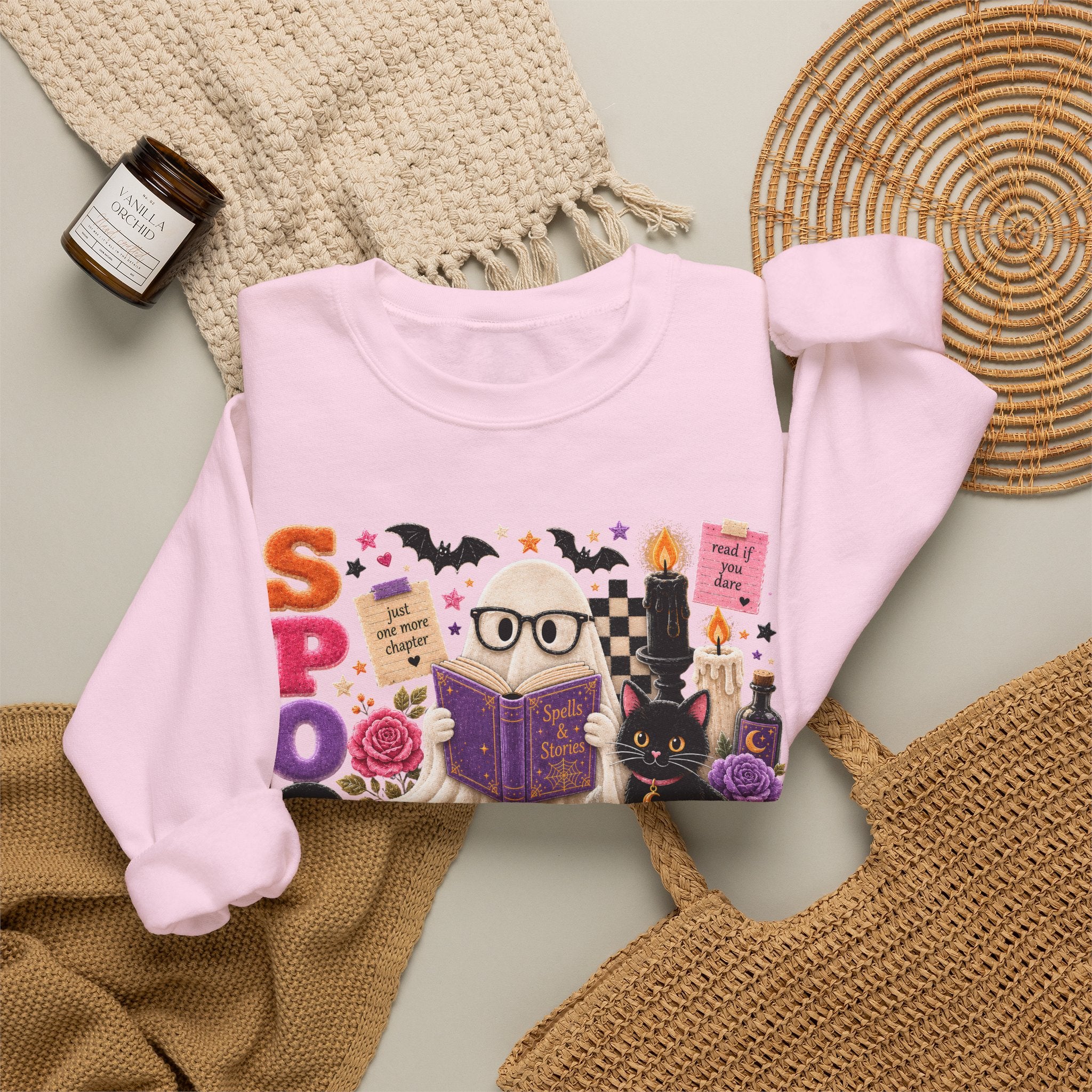Spooky Book Club Sweatshirt | Halloween Ghost Reading Graphic | Cozy Fall Book Lover Crewneck