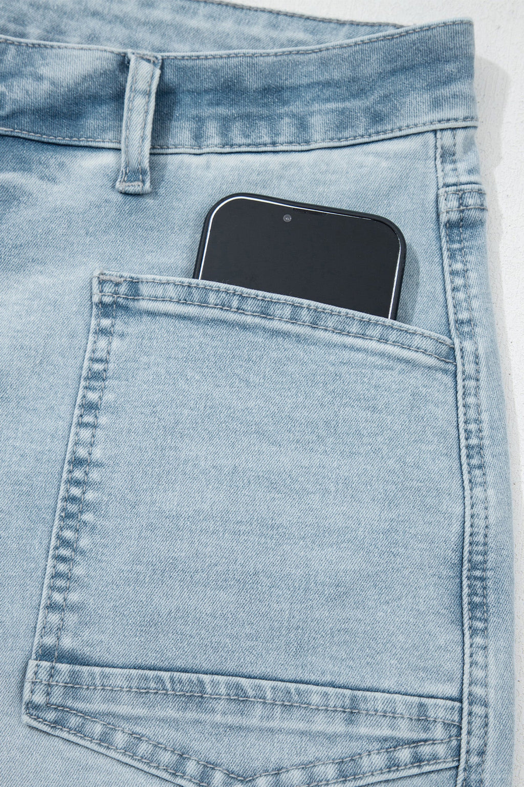 Beau Blue Frayed Cropped Straight Jeans