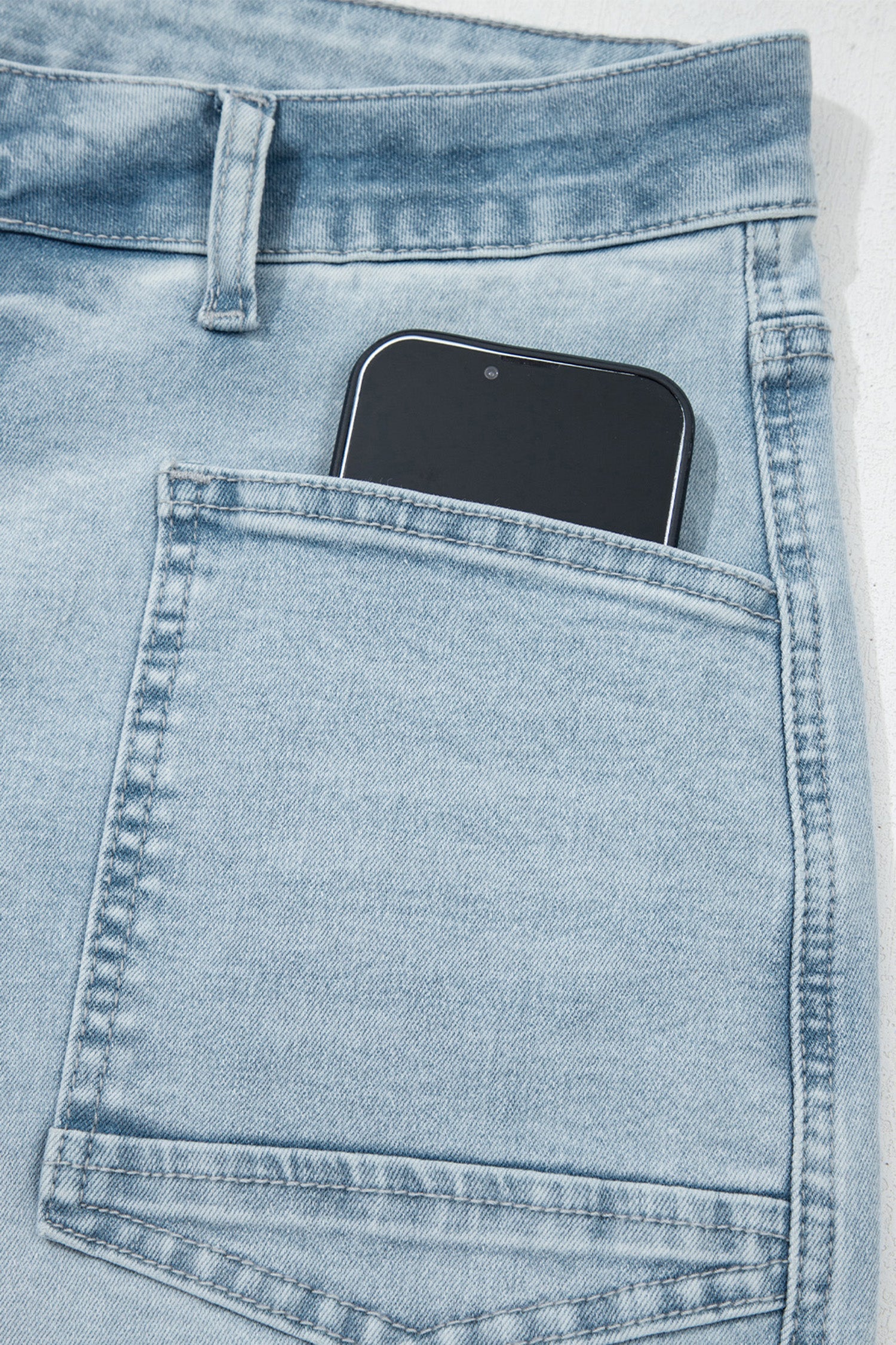 Beau Blue Frayed Cropped Straight Jeans