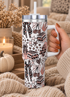 Travel Coffee Mug with Handle and Straw (40oz) BowsBooksCoffeeCheetah