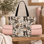 Yoga Bag with Yoga Mat Carrier Cheetah Bows Coffee