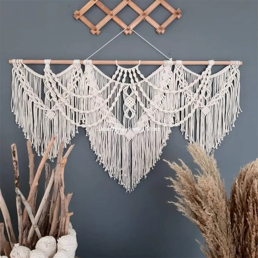 DecorBites™ Large Macrame Bohemian Tapestry Wall Hanging for Boho Decor in Living Room
