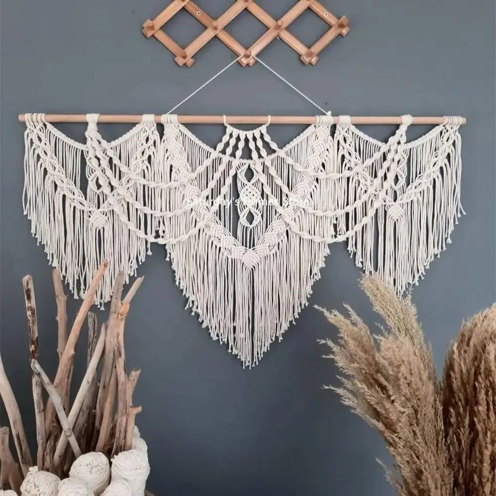 DecorBites™ Large Macrame Bohemian Tapestry Wall Hanging for Boho Decor in Living Room