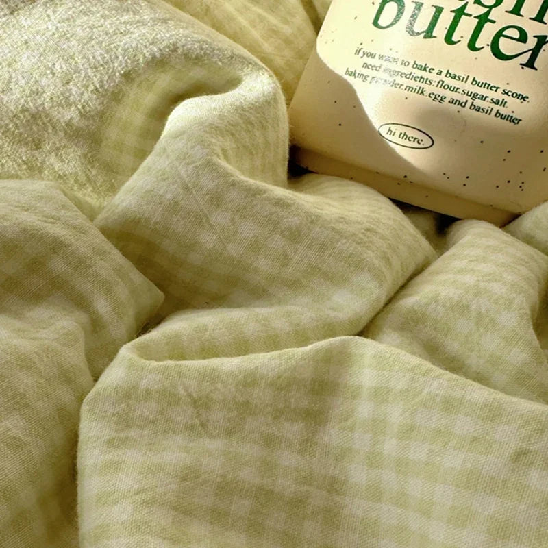 DecorBites™ Lace Duvet Cover Bedding Set 4Pcs French Washed Cotton for Single Double Bed