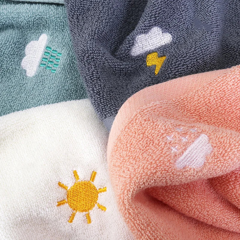 DecorBites™ Kids Weather Embroidery Cotton Terry Towel - High Quality Turban for Face and Hair