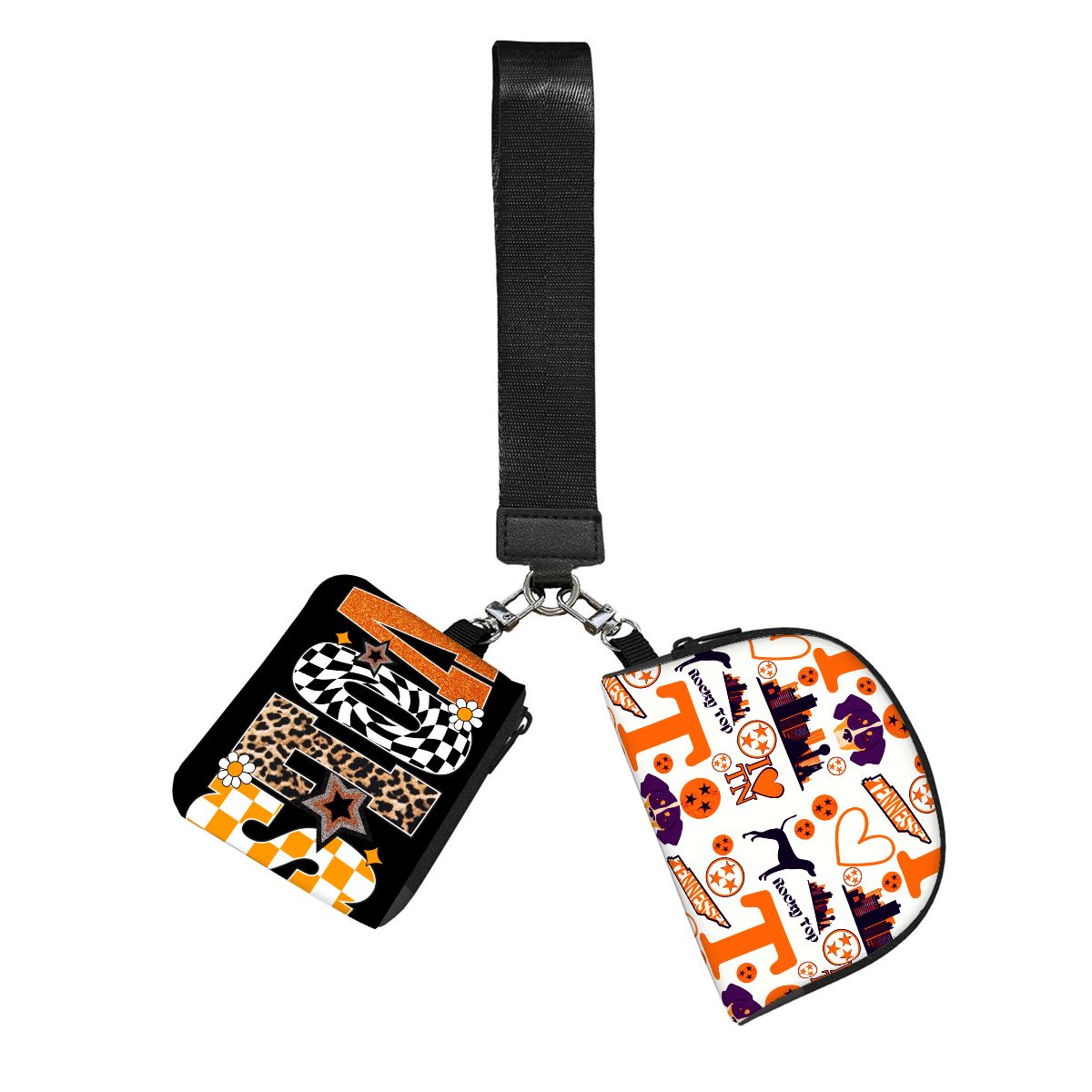 Dual Pouch Keychain Wristlet Wallet SmokeyPreppyBow TennesseeSeamless VOLS