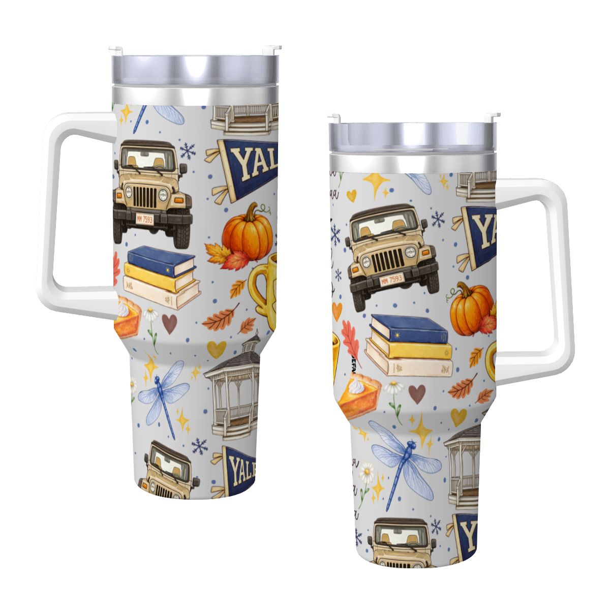 Travel Coffee Mug with Handle and Straw Gilmore Girls Stars Hollow (40oz)