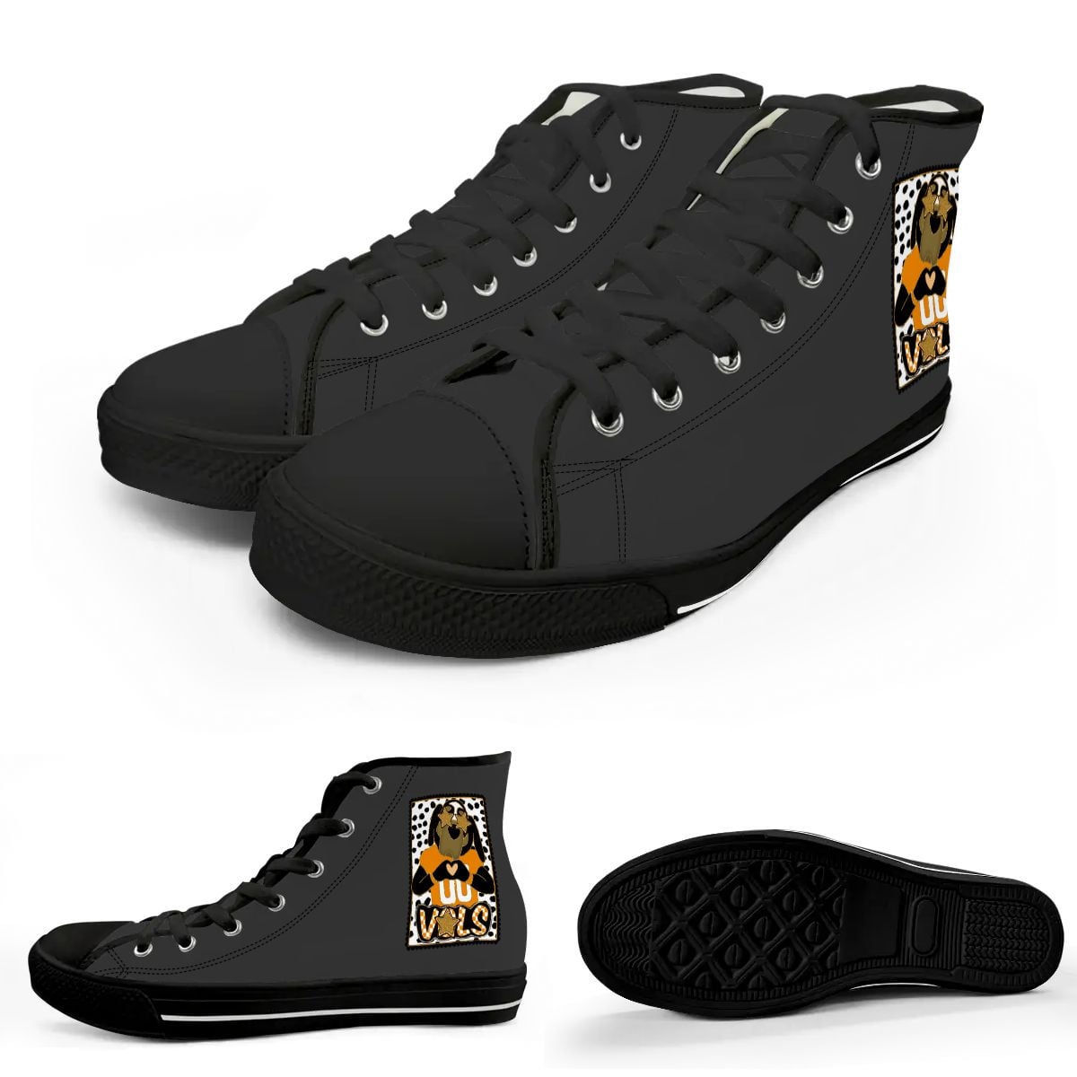 Women's High Top Canvas Shoes Customized Tongue 2 SmokeyPreppyBow Tennessee Vols