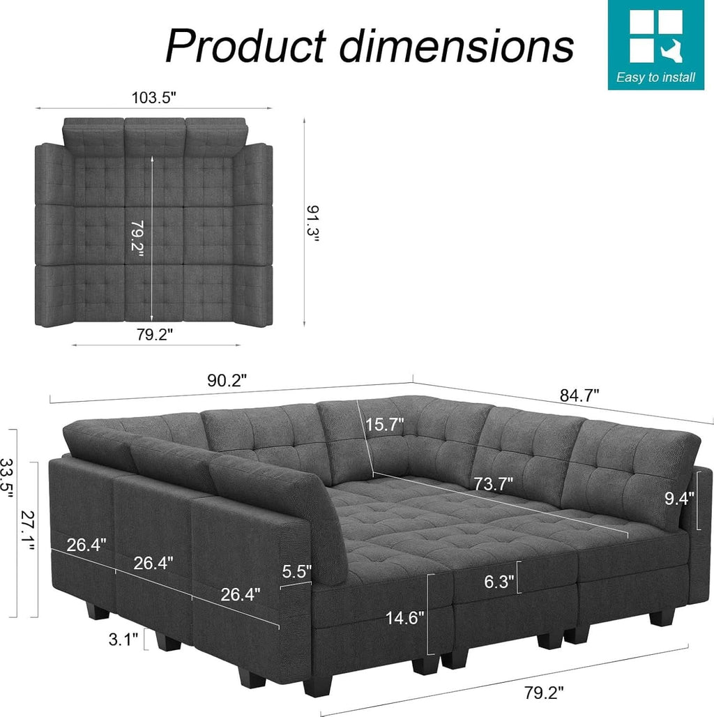 Comfortable Modular Sleeper Sofa Couch with Storage Solution