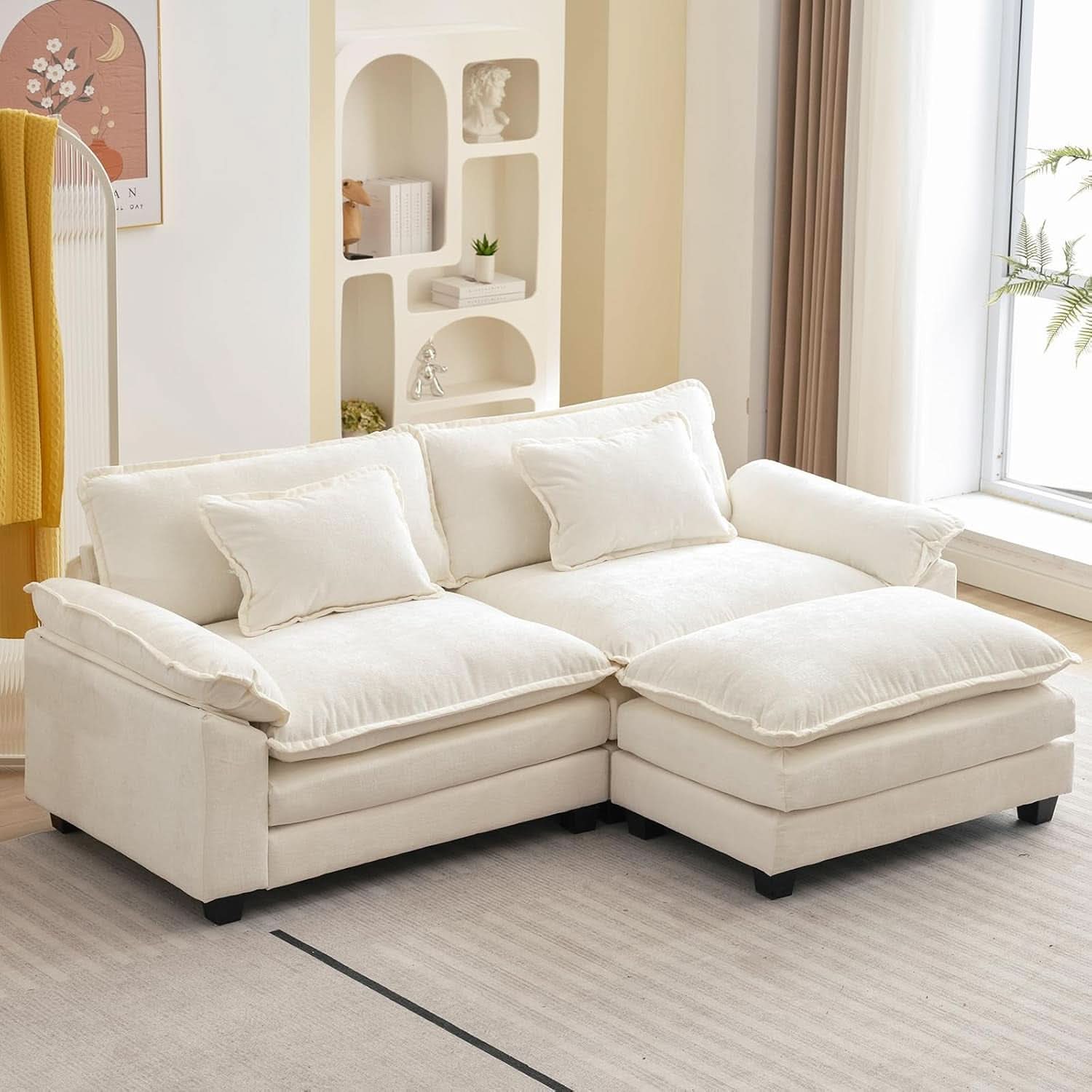 Comfy Cloud Couch Modular Sofa with Ottoman and Pillows