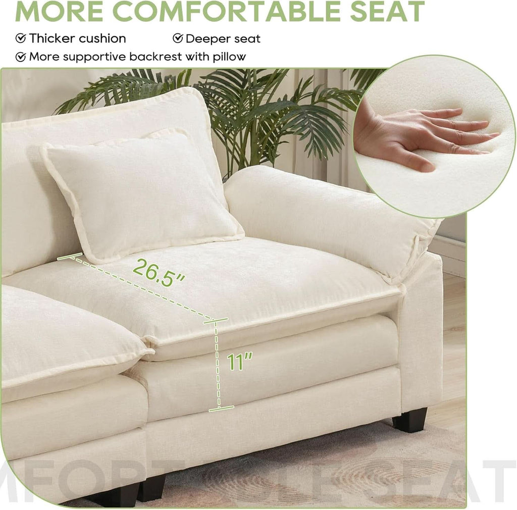 Comfy Cloud Couch Modular Sofa with Ottoman and Pillows