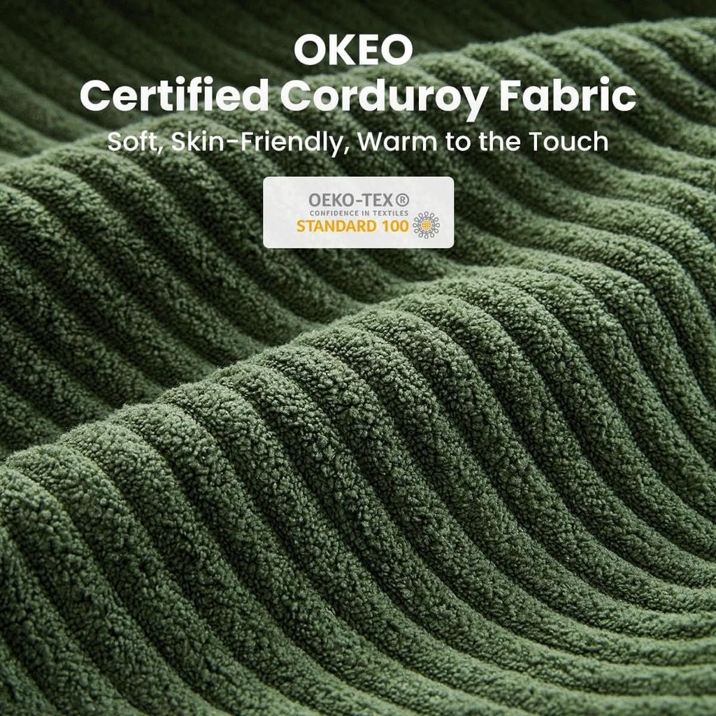 Corduroy Modular L Shaped Couch with Storage Ottoman