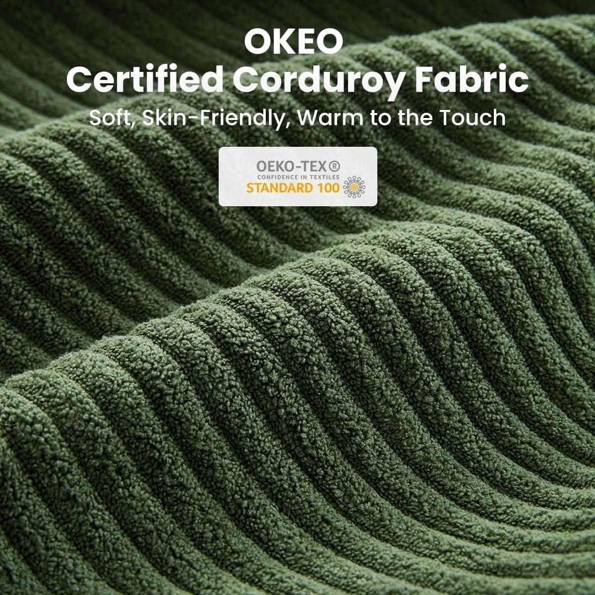 Corduroy Modular L Shaped Couch with Storage Ottoman