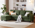 Corduroy Modular L Shaped Couch with Storage Ottoman