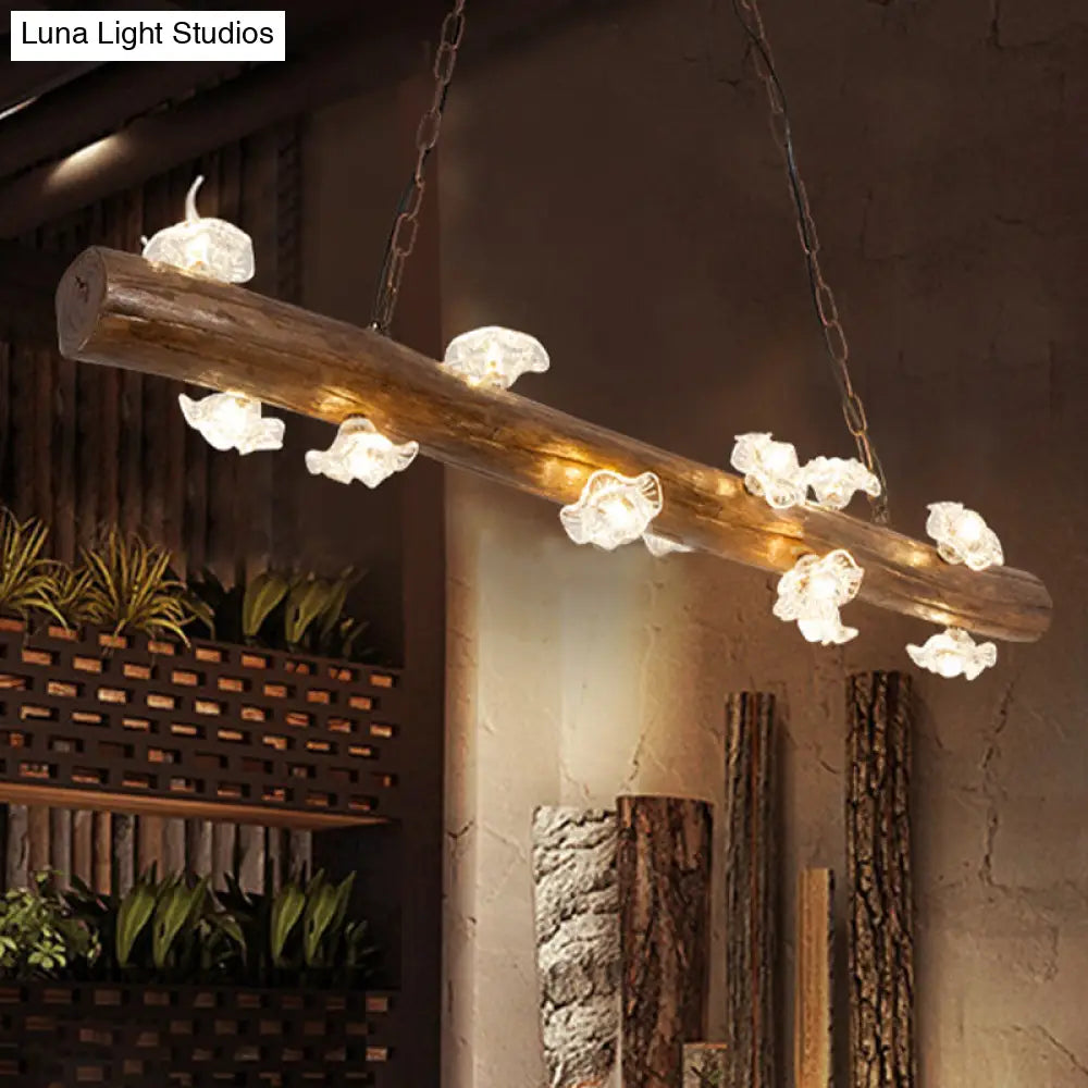 DecorBites™ Country-style Mushroom Chandelier with 12 Wooden Bulbs for Indoor Pendant Lighting
