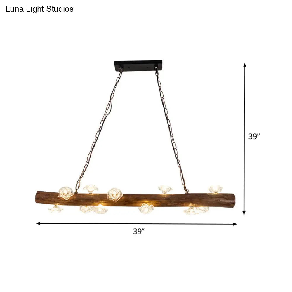 DecorBites™ Country-style Mushroom Chandelier with 12 Wooden Bulbs for Indoor Pendant Lighting