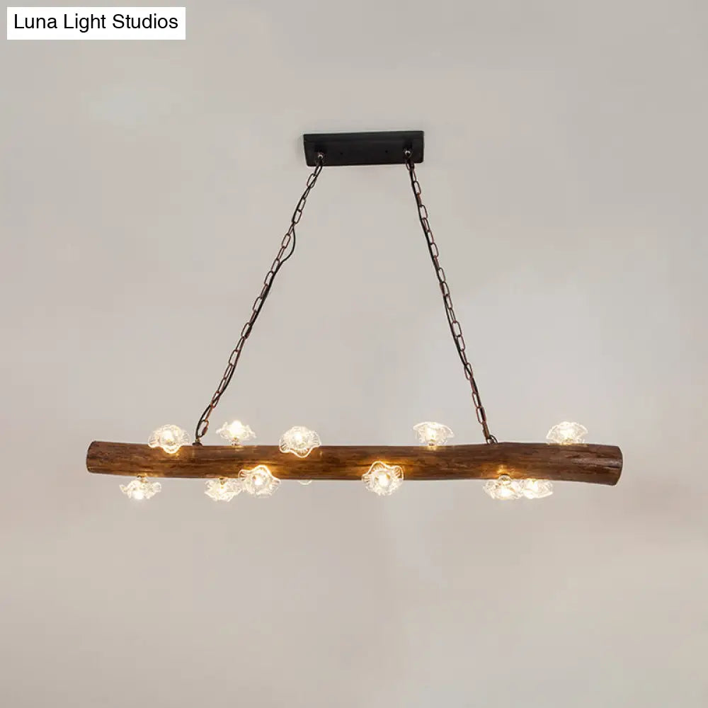 DecorBites™ Country-style Mushroom Chandelier with 12 Wooden Bulbs for Indoor Pendant Lighting