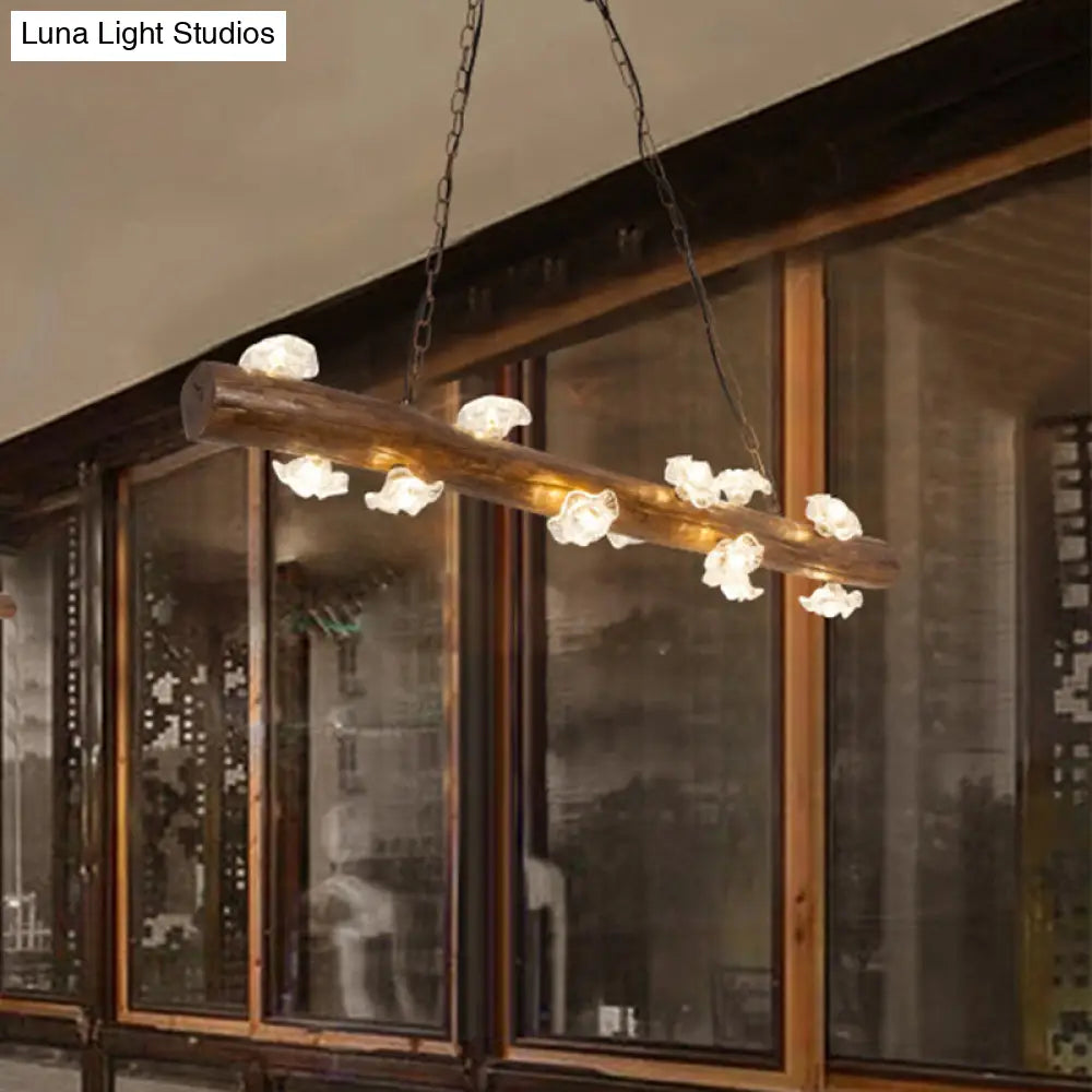 DecorBites™ Country-style Mushroom Chandelier with 12 Wooden Bulbs for Indoor Pendant Lighting