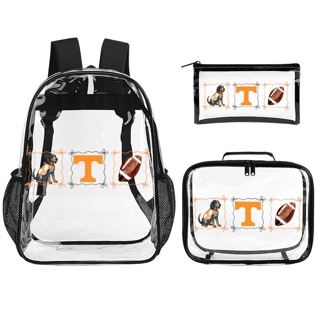 Clear Backpack 3Piece Set Tennessee Vols  Smokey Preppy Bow
