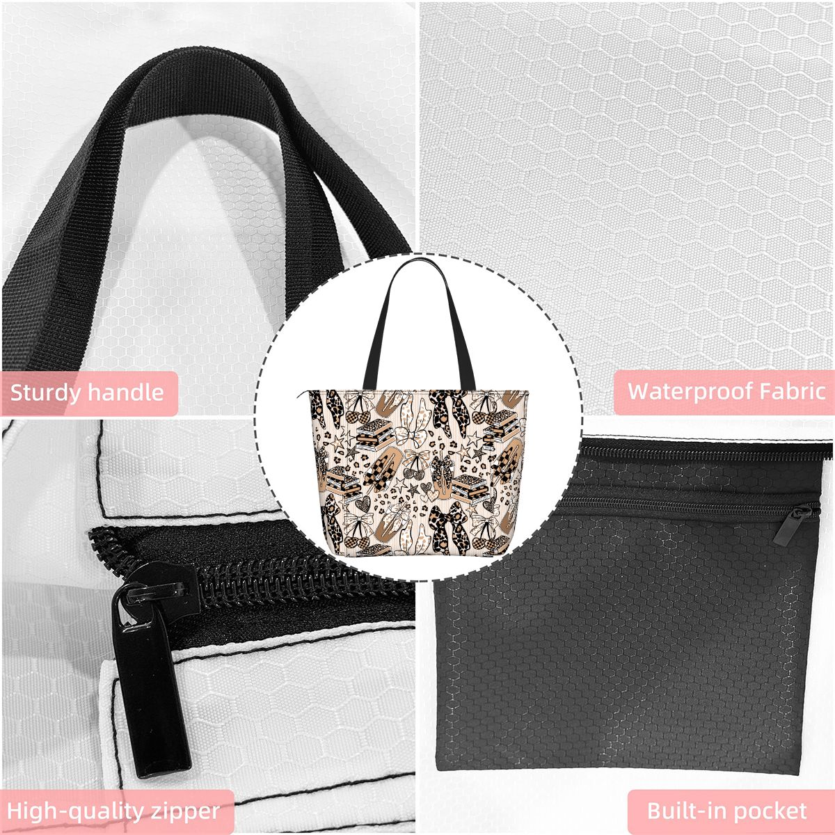 Yoga Bag with Yoga Mat Carrier Cheetah Bows Coffee