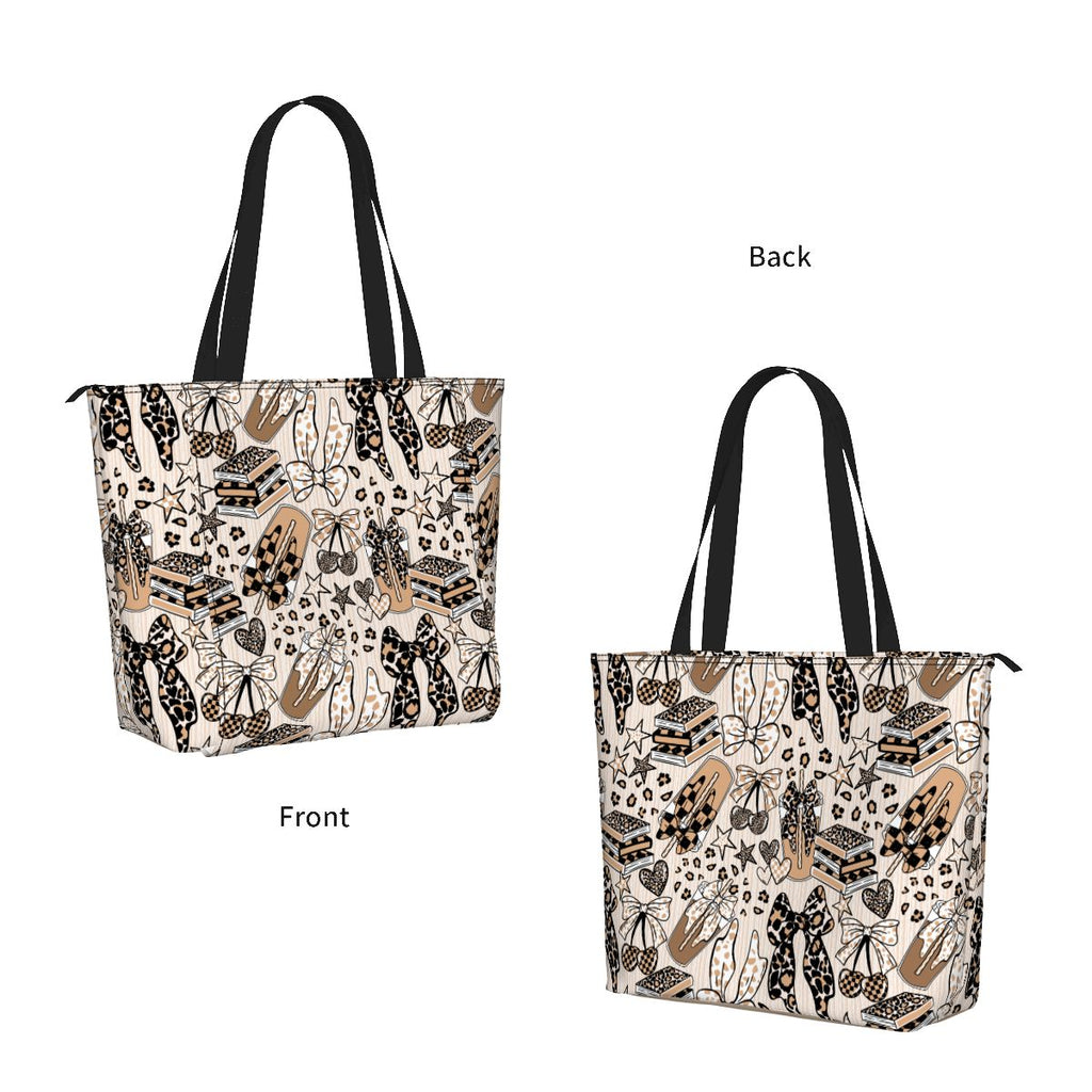 Yoga Bag with Yoga Mat Carrier Cheetah Bows Coffee